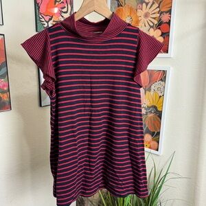 LOFT | blue and red stripe top | XS